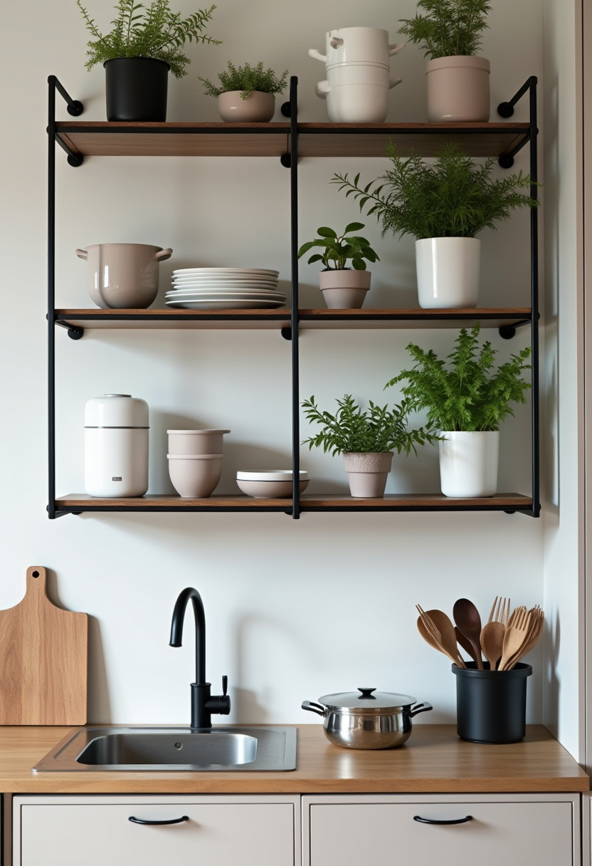 styling open kitchen shelves 17