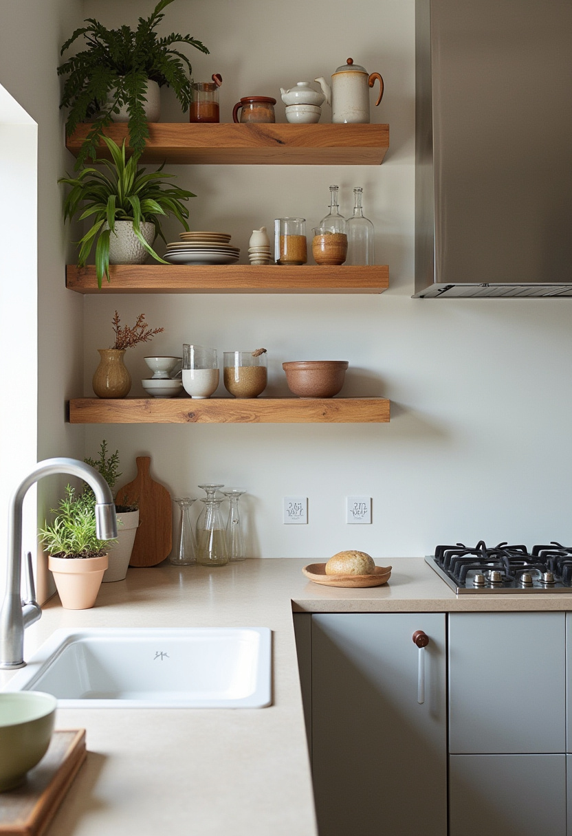 styling open kitchen shelves 20