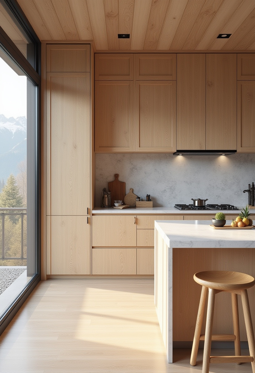 warm toned wood kitchen cabinets 12