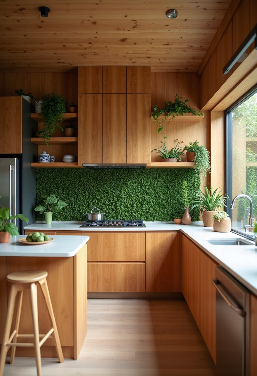 warm toned wood kitchen cabinets 16
