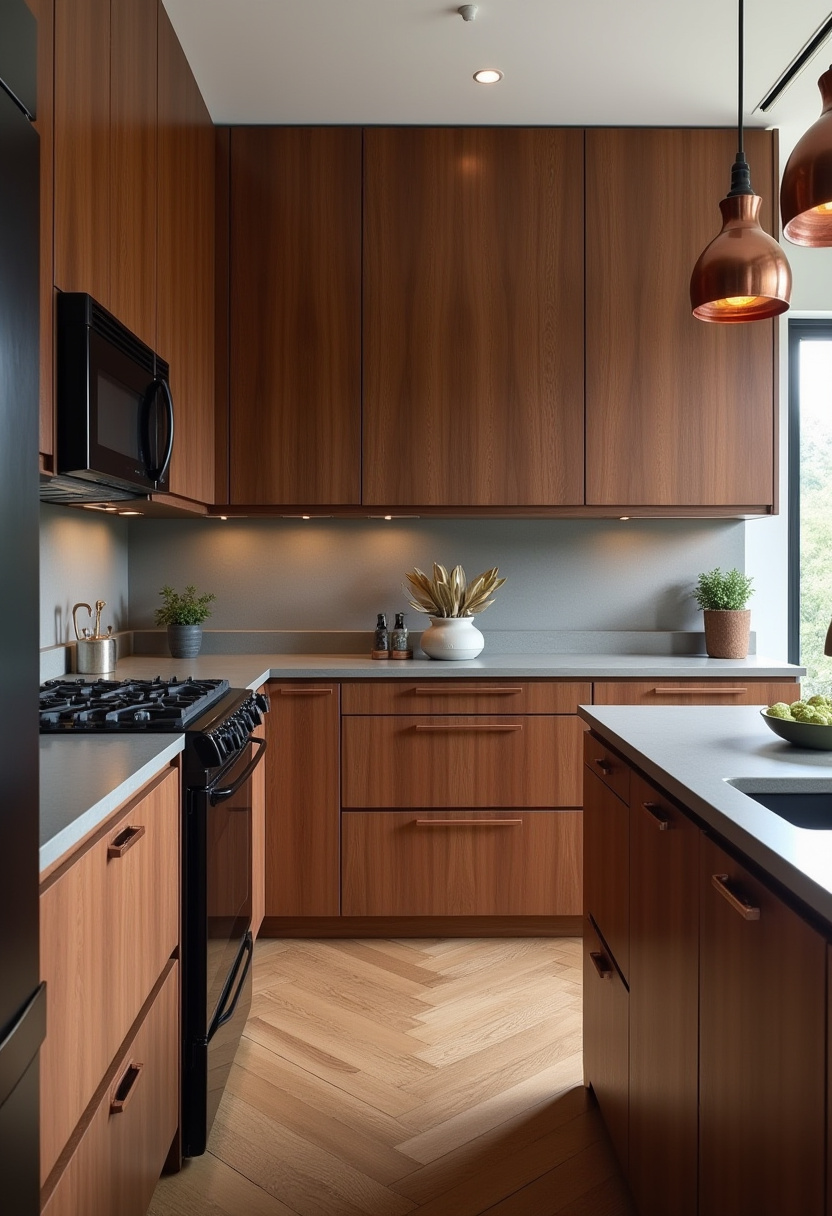 warm toned wood kitchen cabinets 2