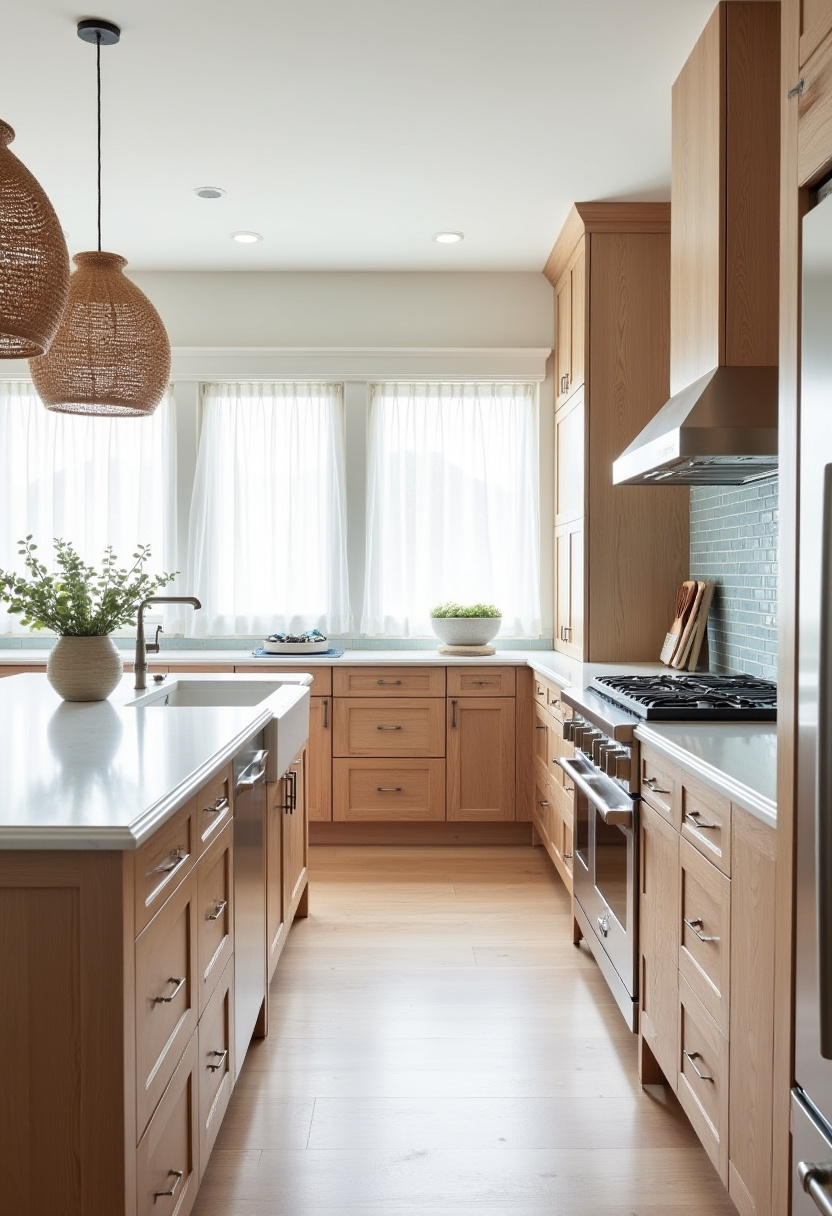 warm toned wood kitchen cabinets 3