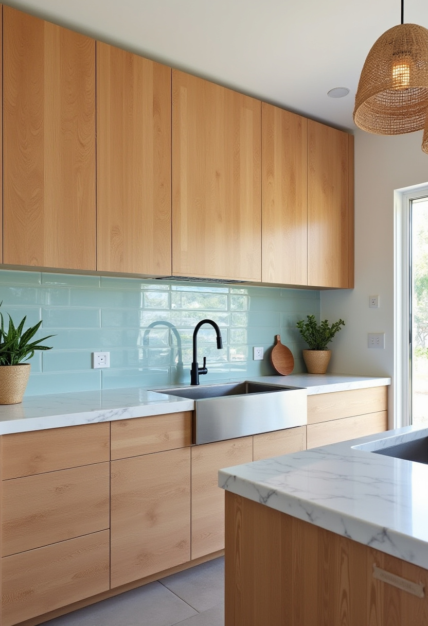 warm toned wood kitchen cabinets 8