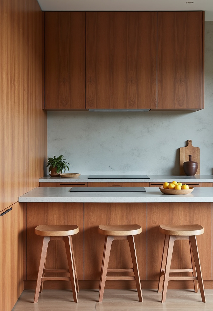 warm toned wood kitchen cabinets 9